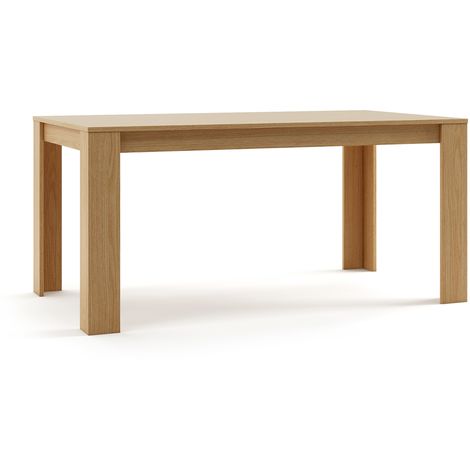 Mesa de comedor, mesa para salon o cocina, mueble sala de estar, mesa cocina, mesa rectangular en madera MDF resistente, estilo moderno, 160x90x75cm, roble