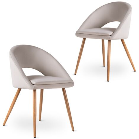 Pack de 2 sillas de comedor con reposabrazos, salón, oficina o cocina, estilo elegante, beige
