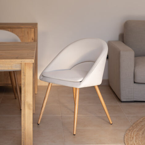 Pack de 2 sillas de comedor con reposabrazos, salón, oficina o cocina, estilo elegante, beige