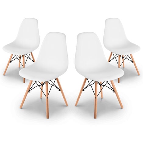 4x sillas de diseño negro silla de comedor plástico escandinava set en. casa 