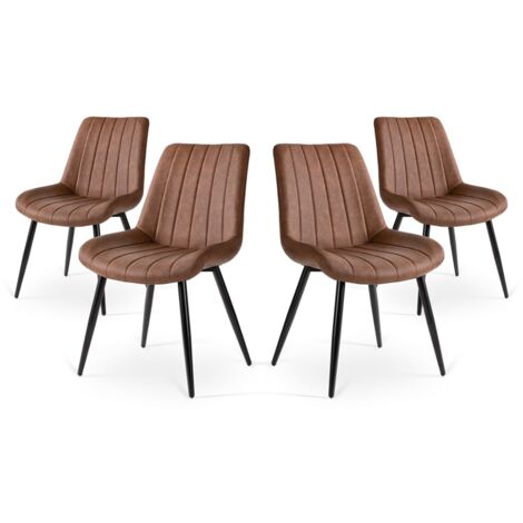 Pack de 4 sillas de comedor, oficina o salón con respaldo acolchado, estilo elegante, marrón