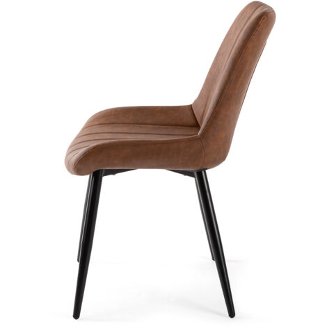 Pack de 4 sillas de comedor, oficina o salón con respaldo acolchado, estilo elegante, marrón