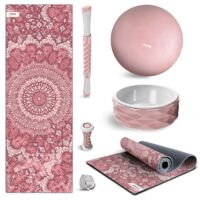 Pack accesorios yoga pilates esterilla bola rueda KITWELL600 ROSA FITFIU