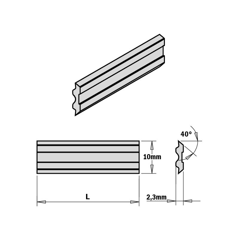 795.100.10 JEU DE 2 COUTEAUX DE RABOTAGE POUR SYSTEMES ''TERSA'' 100X10X2,3 HPS