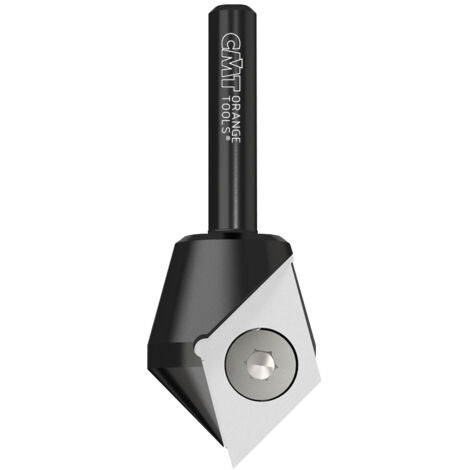 CMT – Fraise en V 90° pour défonceuse – Diamètre de la queue 8mm – Longueur 60mm – Pour bois dur et teck – Coupe nette sans éclat