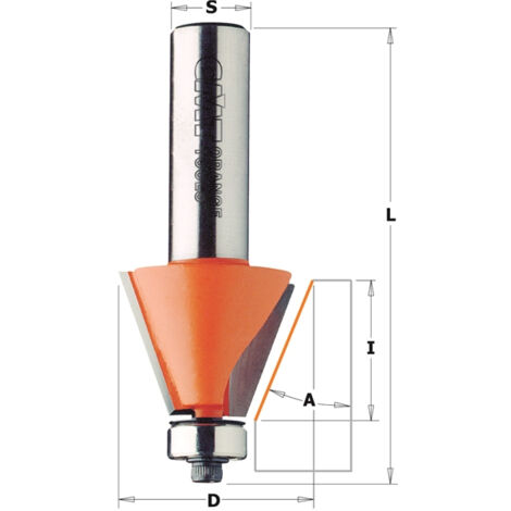 CMT – Frais à chanfreiner avec roulement HW Z2 S=8 D=31,8x9,5x53 A=45 droite – Pour bois dur – Coupe nette sans éclat (1/8)