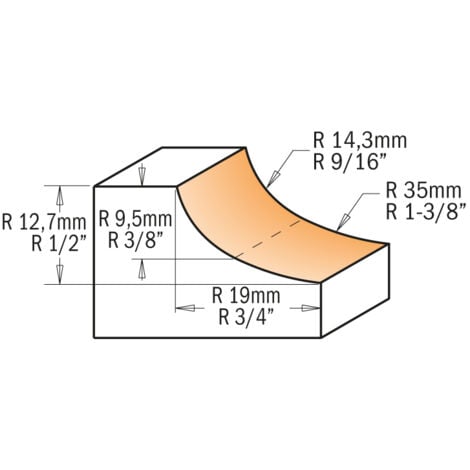 937.754.11 FRAISE POUR PROFIL CONGe AVEC ROULEMENT HW  S=12   D=28,7  R=8