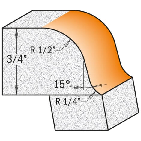 980.542.11 FRAISE POUR QUART DE ROND AVEC ROULEMENT HW S=12 D=54 A=15