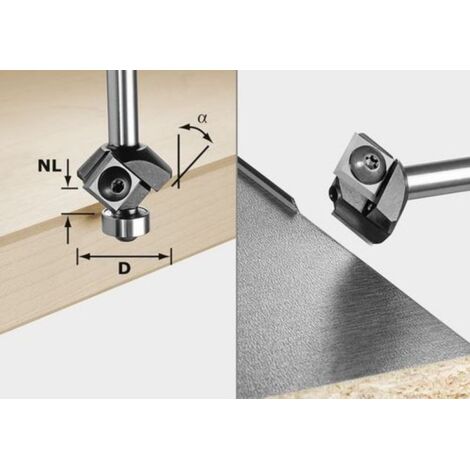 Festool – 499807 Fraise à chanfreiner 45° D27 12x12 – Plaquettes réversibles pour fraisage précis – Roulement à billes en acier – Longévité 4x supérieure