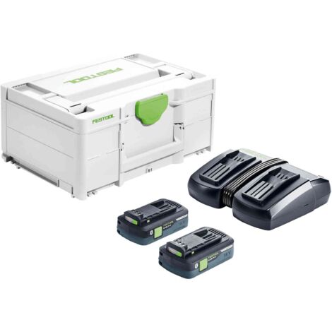 577109 – Set Énergie SYS 18V avec 2 batteries 4,0Ah – Chargeur rapide DUO – Compatible avec outils Festool 18V