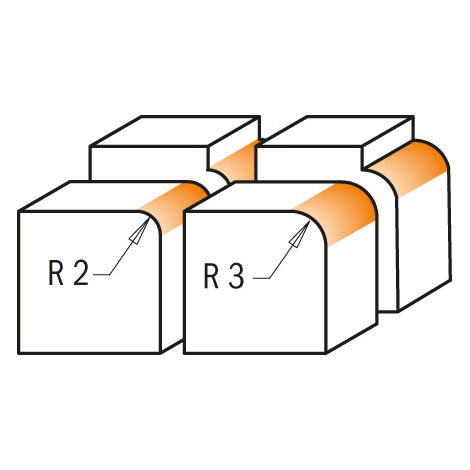 Fresa Semicurcular Con Bisel 45? Y Rodamiento HW S:12 D:23.8x19 R4 CMT