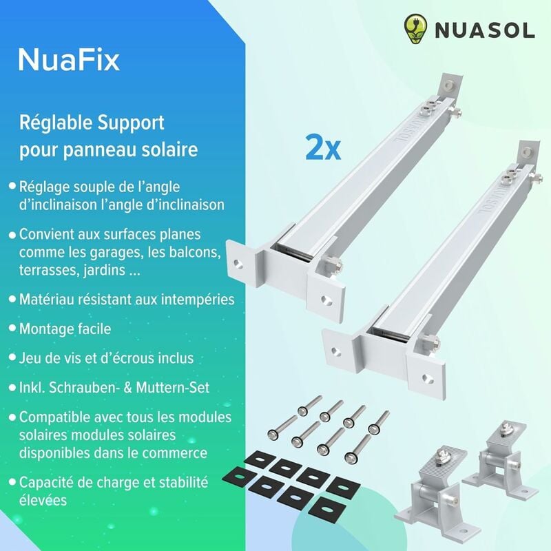 NuaSol Lot de 2 supports de fixation pour centrale électrique de