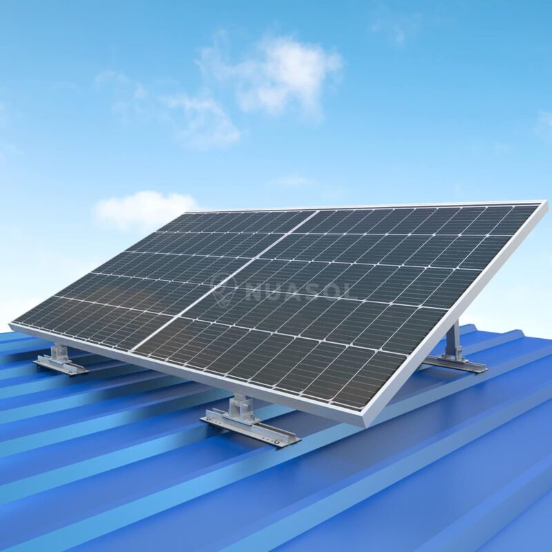 Panneau Solaire 100w NuaSol Support Pour Panneau Solaire Jusqu'à 72 Cm - Toit Plat - Panneau Solaire PV - Réglable De 0 à 90 ° - Kit - Aluminium - Matériel De Montage Panneau Solaire Portable