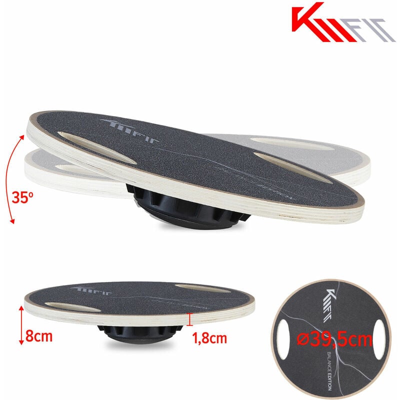 KM-Fit Balance Board rond Toupie thérapeutique en bois Entraîneur  d'équilibre avec poignées Planche d'intérieur, planche à bascule pour  l'entraînement