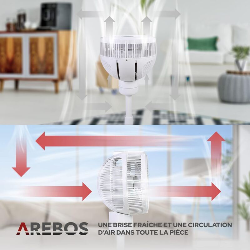 Ventilateur De Table AREBOS Avec Télécommande - 4 Vitesses, Minuterie, Oscillation - Neuf