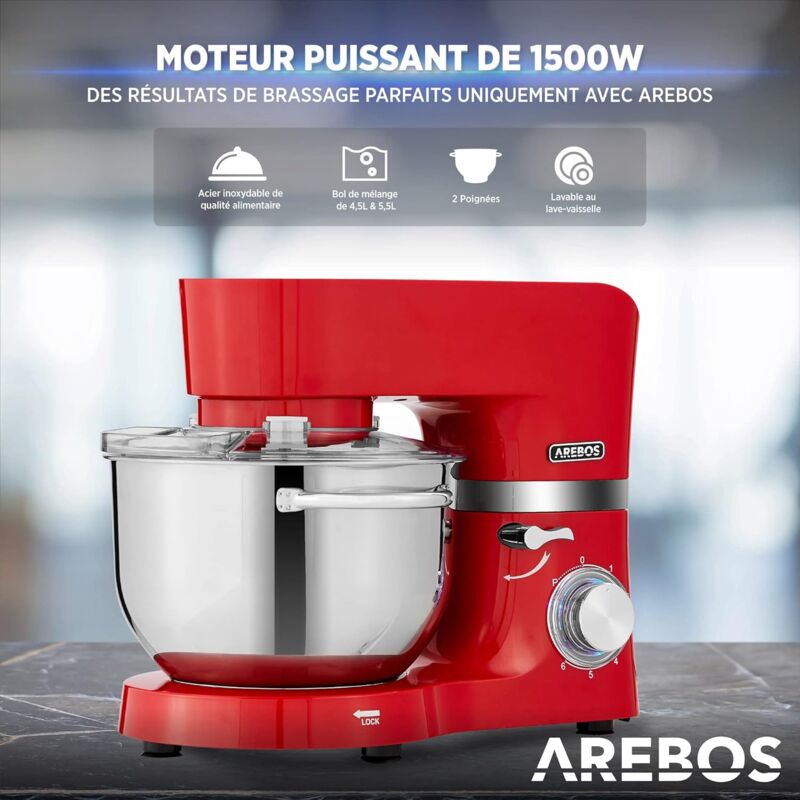 Robot Cuisine MisterChef Pro 1600W - Bol 5,5L - 3 Accessoires Inox