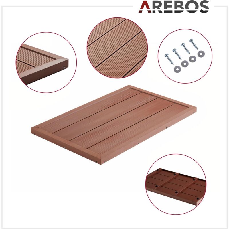 Plaque De Base Pour Douche Extérieure En Bois Composite 101x63cm - Antidérapante Et Résistante Aux UV