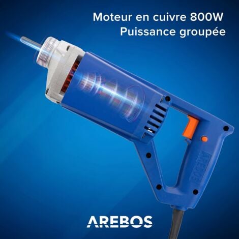 AREBOS Vibrateur à Béton Vibrateur Interne Cylindrique  Poignée Pistolet  Portable (800 W 1,5 M Longueur du câble)