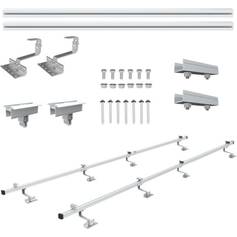 Nuasol – Kit de montage pour panneaux solaires sur toiture en tuiles – Aluminium et acier inoxydable – Dimensions 1230 x 40 mm – Charge max 140 kg