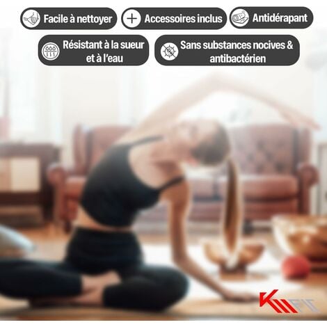 KM-Fit TPE Yoga Mat Tapis de gymnastique avec sangle de transport Tapis de  yoga rembourré & antidérapant Tapis de sport pour fitness, pilates 