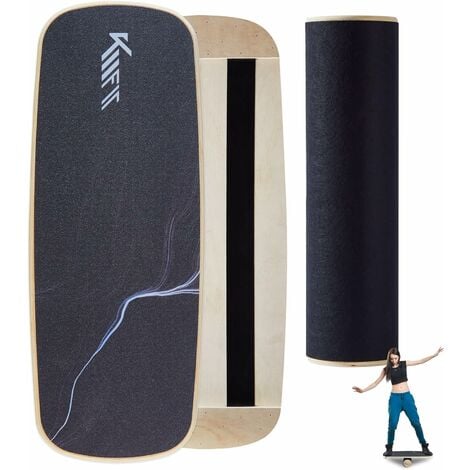 KM-Fit Balance Bord Planche d'équilibre en bois Indoor Skateboard  Indoorboard Surfboard, planche de surf
