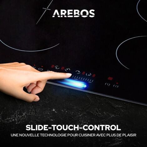 AREBOS Table de cuisson à induction Vitrocéramique Plaques de cuisson Autonome 7200 W 4 zones