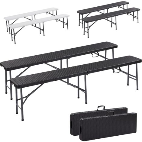 Lot De 2 Bancs Pliables Relaxdays 180 Cm Pour Jardin, Terrasse, Camping - Plastique/acier