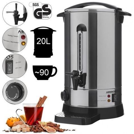 Chauffe Eau Electrique Marmite à Vin Chaud Todeco 7.7 L - Distributeur De Boissons Chaudes 1500 W Inox Avec Robinet Et Thermostat Réglable Appareil Vin Chaud 7.7L
