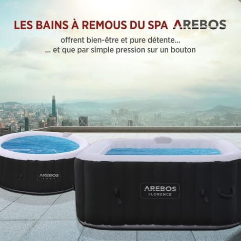 AREBOS Spa Gonflable  pour l'intérieur et l'extérieur  6 Personnes  ⌀ 208 cm  Rond  130 Jets de Massage  1000 litres