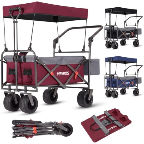 Arebos – Chariot de luxe pliable 100 kg – Sac XXL intégré – Roues tout-terrain pivotantes 360° – Dimensions 87x63x106 cm