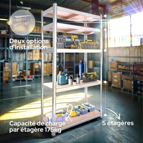 AREBOS Étagère Charge Lourde Lot de 2 Étagère de Stockage en sous-Sol  875kg  180x90x40cm  5 étagères