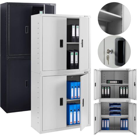 Arebos – Armoire de classement verrouillable en acier thermolaqué – Dimensions 180 x 90 x 40 cm – Capacité 40 kg par étagère – Installation au sol ou murale (1/5)