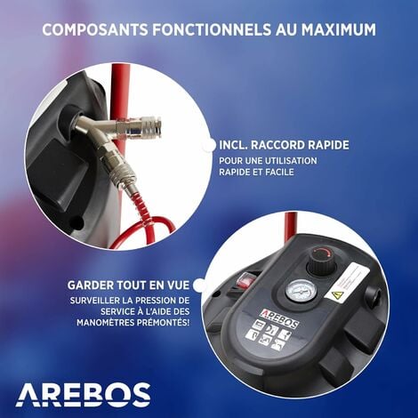 AREBOS Compresseur d'air avec kit d'accessoires 13 pièces régulateur 6  Litres