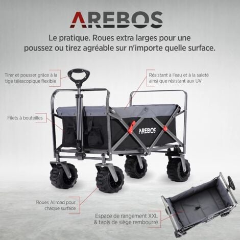 AREBOS Chariot de Transport Pliable  Noir/Gris