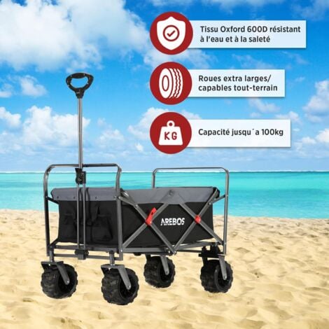 AREBOS Chariot de Transport Pliable  Noir/Gris