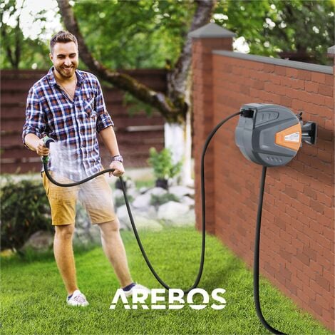 AREBOS Enrouleur de tuyau d'arrosage automatique de 30 m