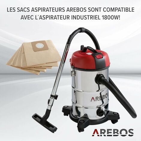 AREBOS Lot de 5 Sacs d'aspirateur Compatibles avec Les aspirateurs  industriels1800 W Papier spécial 2