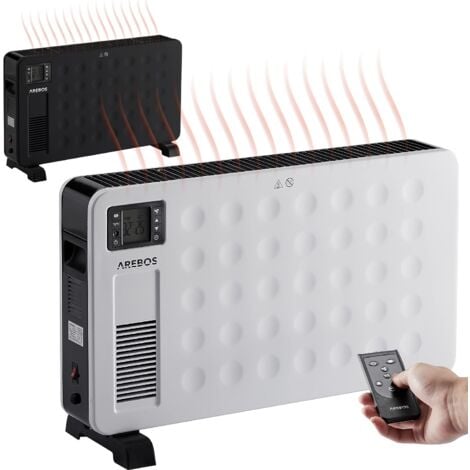 Chauffage soufflant Homcom Radiateur électrique avec thermostat timer  télécommande chauffage panneau rayonnant écran LED 2000W max. acier alu.  blanc