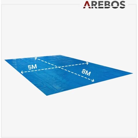 AREBOS Couverture Solaire à Bulles pour Piscine  Rectangulaire  Bleu  8 x 5 m  400 µ-microns  Polyethylen