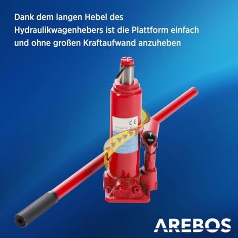 Arebos 3T Cric hydraulique de manœuvre | Hauteur d'encastrement 130-508 mm  | 2 supports en caoutchouc | Cric Jack | Béquille de levage Voiture Voiture