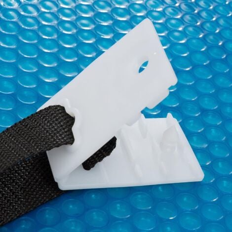 Système d'enroulement pour bâches solaires et bâches de Piscine AREBOS - Longueur de 1,05-6,15 m - Matériau résistant aux intempéries - Blanc / Argent