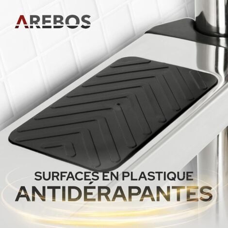 AREBOS Echelle de Piscine en Acier Inoxydable 3 marches avec Patins antidérapants sur Les échelons Echelle d'accès Argent 132x45x23