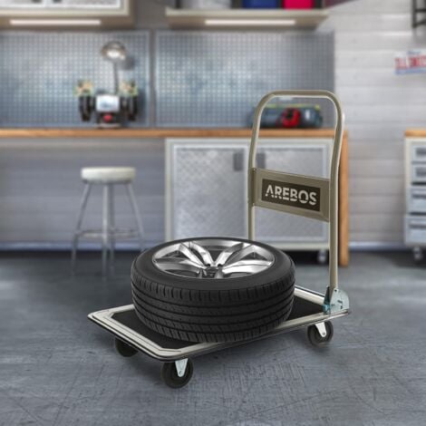 AREBOS Pliable  Chariot à Plate-Forme  Chariot de Transport Manuel  150 kg Noir