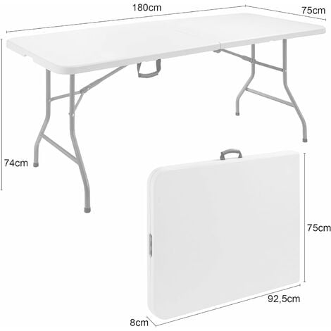 AREBOS Table Pliable de Camping  Pliante Plastique Robuste  Blanche Table de Jardin terrasse  Buffet intérieur extérieur  Blanc