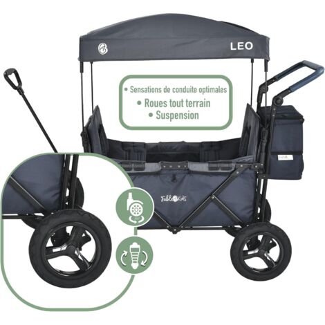 Chariot De Transport FableKids Leo X2Plus - Double Siège Pliable Tout-Terrain