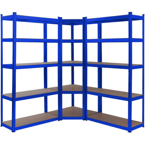 Arebos – Lot de 3 étagères pour charges lourdes 180 x 90 x 40 cm – Charge maximale 875 kg – Montage sans outil – Étagère d'angle 180 x 70 x 70 cm
