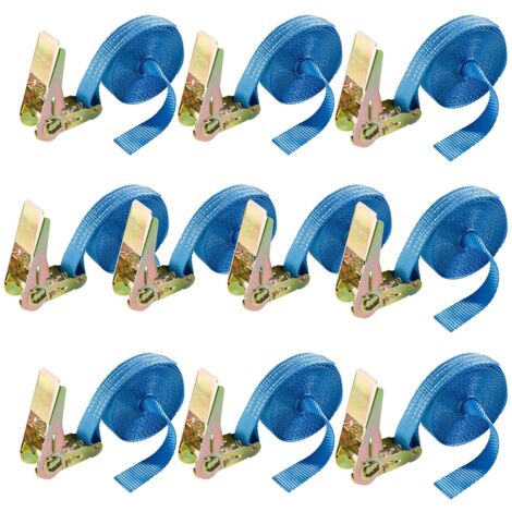 Arebos – Sangles de tension avec cliquet 6 m 25 mm – Charge max 800 kg – Polyester résistant aux intempéries – Lot de 10 unités