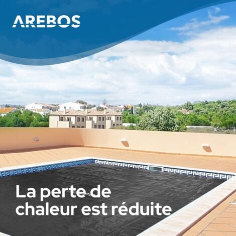 AREBOS Bâche thermique bâche solaire chauffage solaire piscine 4,5m x 2,2 m Noir