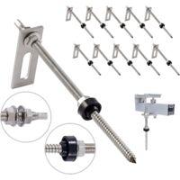 Nuasol – Lot de 10 vis à double filetage M10 x 200 mm – Acier inoxydable – Tôle d'adaptation incluse – Fixation panneaux solaires