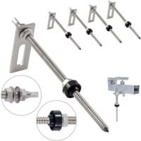 NuaSol Lot de 4 vis à double filetage avec tôle d'adaptation M10 x 200 mm en acier inoxydable